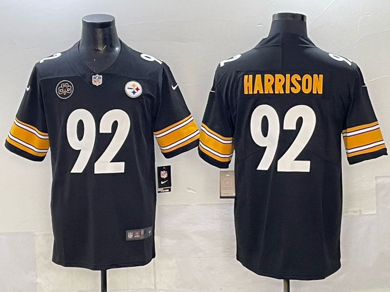 Men Pittsburgh Steelers #92 Harrison black Nike NFL Jersey 001